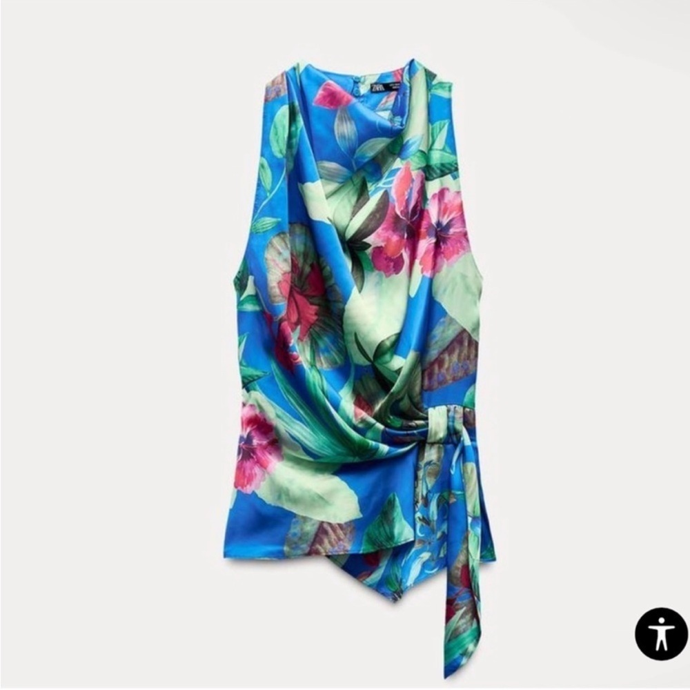 Spring 🌺 NWT ZARA SATIN EFFECT
TROPICAL 
TOP XS 
🚨firm price no discount - Picture 4 of 5
